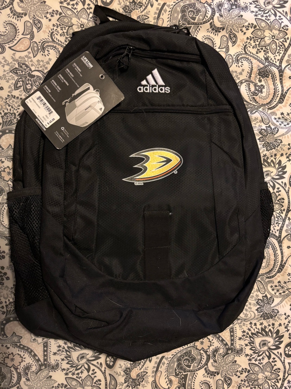 Adidas Anaheim Ducks Black Backpack. NWT never used